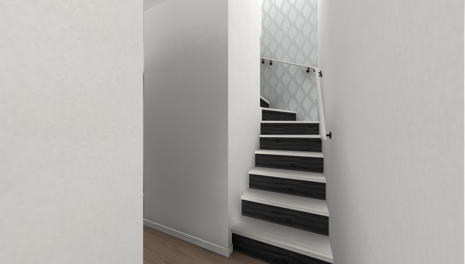 階段の形状は普通でも 色を工夫して見応えのある空間に イエ家いえ